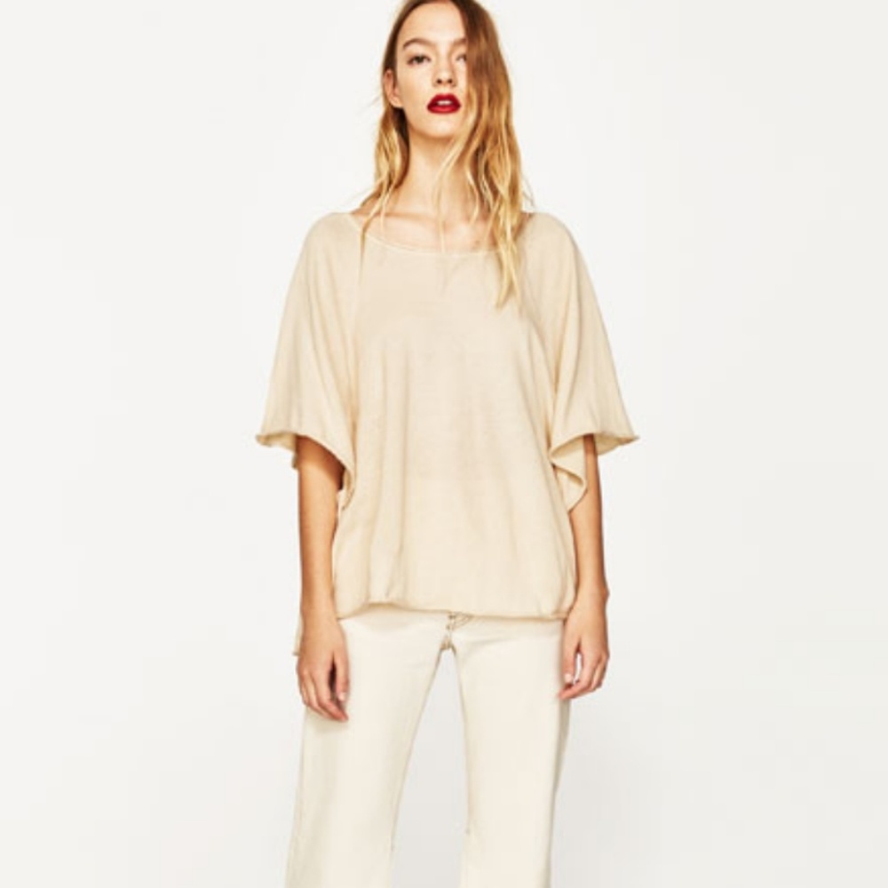 Zara Cream Women's Sweater Crew Neck
